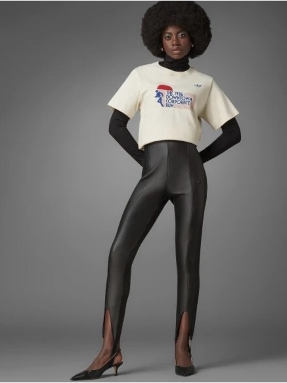 *NWT* ADIDAS Originals Blue Version Women’s Faux Leather Leggings - Size Small - Picture 6 of 10